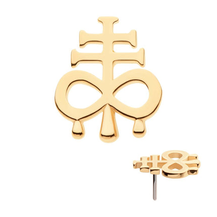 Invictus 14Kt Yellow Gold Threadless Dripping Leviathan Cross Top