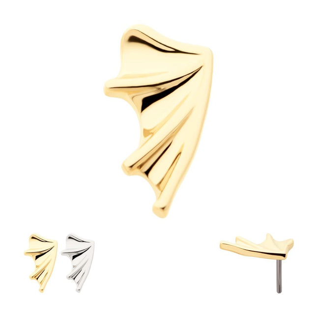Invictus 14kt Gold Threadless Bat Wing Top (Right Ear)