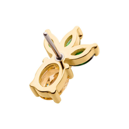 Invictus 14Kt Yellow Gold Threadless with Prong Set Marquise & Oval CZ Pineapple Top