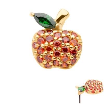 Invictus 14Kt Yellow Gold Threadless with Prong Set Marquise & Round CZ Apple Top