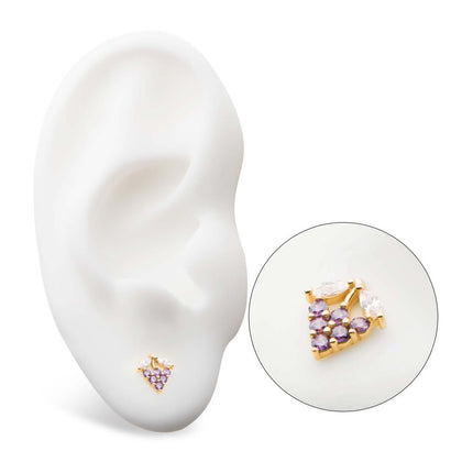 Invictus 14Kt Yellow Gold Threadless with Prong Set Marquise & Round CZ Grape Top