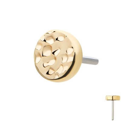 Invictus 14Kt Yellow Gold Threadless Hammered Disk Top