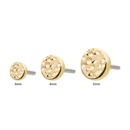 Invictus 14Kt Yellow Gold Threadless Hammered Disk Top