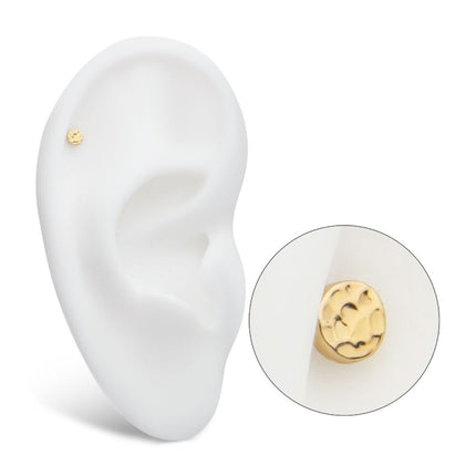 Invictus 14Kt Yellow Gold Threadless Hammered Disk Top