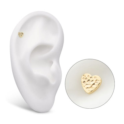 Invictus 14Kt Yellow Gold Threadless Hammered Heart Top