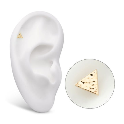 Invictus 14Kt Yellow Gold Threadless Hammered Triangle Top