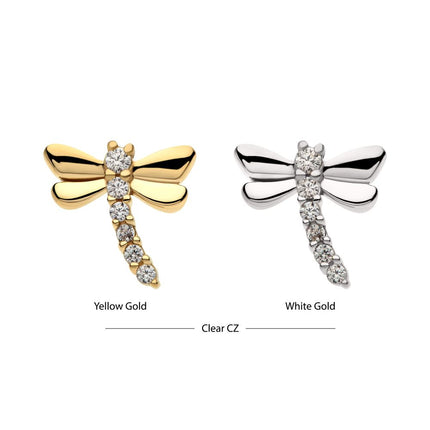 Invictus 14Kt Gold Threadless Dragonfly Top with 6-Cluster Prong Set Gem