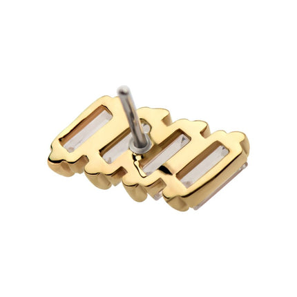 Invictus 14Kt Yellow Gold Threadless with Baguette CZ 4-Cluster Top