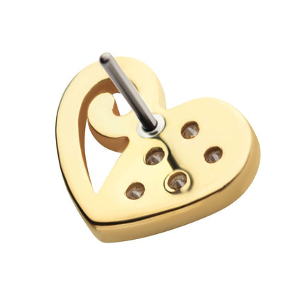 Invictus 14Kt Yellow Gold Threadless Half Heart with CZ Top