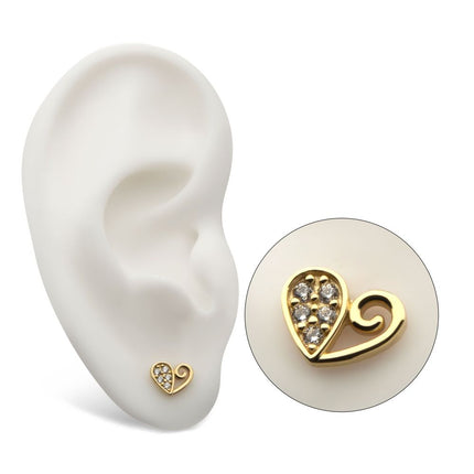Invictus 14Kt Yellow Gold Threadless Half Heart with CZ Top