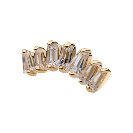 Invictus 14Kt Yellow Gold Threadless with Prong Set Tapered Baguette Clear CZ Cluster Top