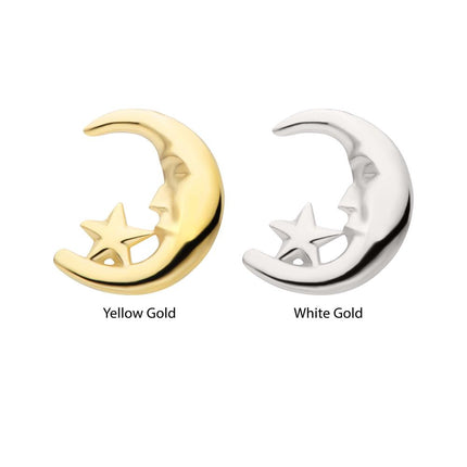 Invictus 14Kt Gold Threadless Moon Face & Star Top