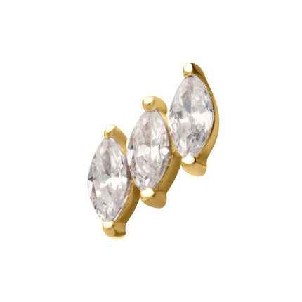 Invictus 14Kt Gold Threadless Staggered Cluster Prong Set Marquise Gem Top