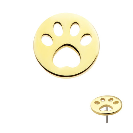 Invictus 14Kt Yellow Gold Threadless Cut Out Paw Top