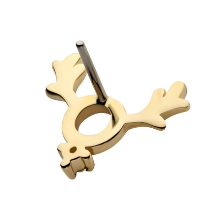 Invictus 14Kt Yellow Gold Threadless Prong Set 1.1mm Clear CZ Reindeer Top