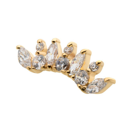 Invictus 14Kt Yellow Gold Threadless with Prong Set Round & Marquise Clear CZ Cluster Top