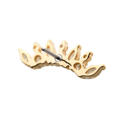 Invictus 14Kt Yellow Gold Threadless with Prong Set Round & Marquise Clear CZ Cluster Top