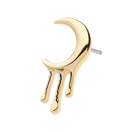 Invictus 14Kt Yellow Gold Threadless Dripping Crescent Moon Top