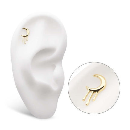 Invictus 14Kt Yellow Gold Threadless Dripping Crescent Moon Top