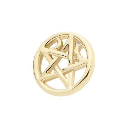 Invictus 14Kt Yellow Gold Threadless Crescent Moon Pentacle Top