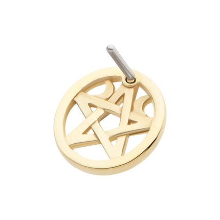 Invictus 14Kt Yellow Gold Threadless Crescent Moon Pentacle Top