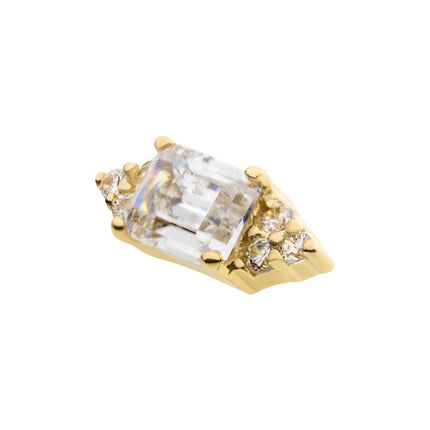 Invictus 14Kt Gold Threadless Hexagon Top with Prong Set Round & Baguette Gem