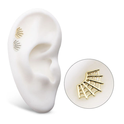 Invictus 14Kt Gold Threadless Fan Shape Spiderweb Top