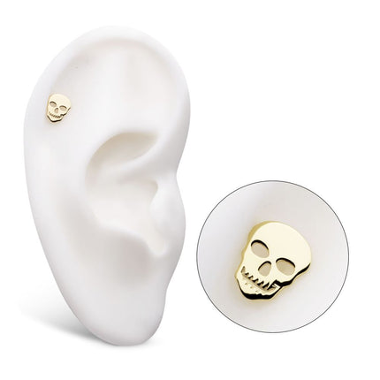 Invictus 14Kt Yellow Gold Threadless Cut Out Skull Top