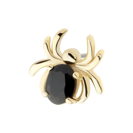 Invictus 14Kt Gold Threadless Spider Top with Prong Set Oval Gem