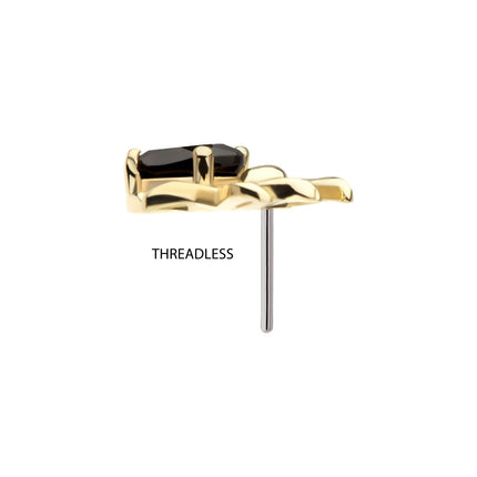 Invictus 14Kt Gold Threadless Spider Top with Prong Set Oval Gem