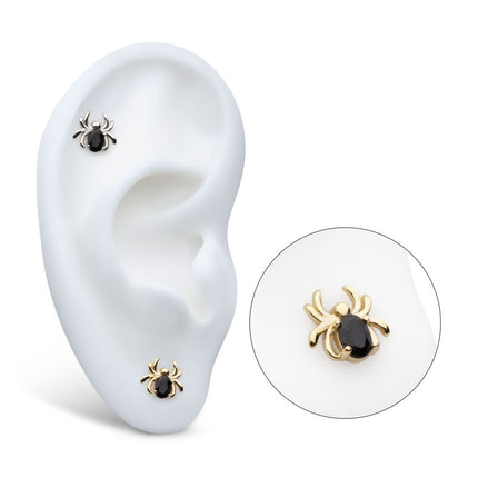 Invictus 14Kt Gold Threadless Spider Top with Prong Set Oval Gem