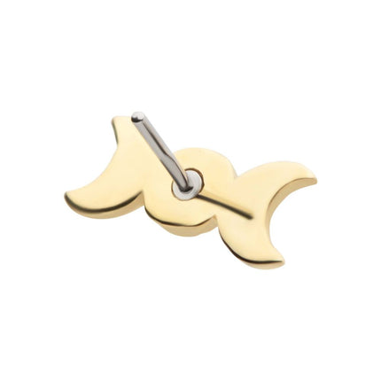 Invictus 14Kt Yellow Gold Threadless Hammered Triple Moon Phase Top