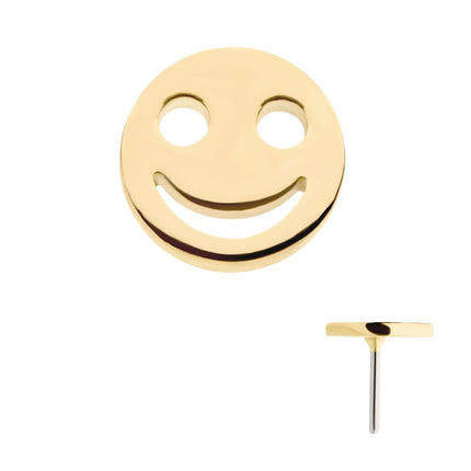 Invictus 14Kt Gold Threadless with Cut Out Smiley Face Emoji Top