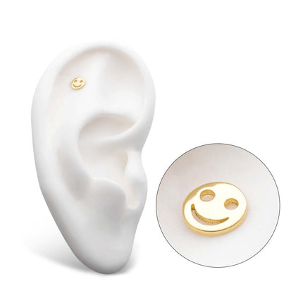 Invictus 14Kt Gold Threadless with Cut Out Smiley Face Emoji Top