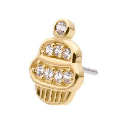 Invictus 14Kt Yellow Gold Threadless with CZ Cupcake Top