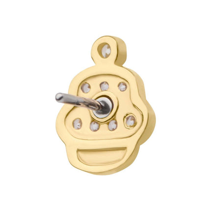Invictus 14Kt Yellow Gold Threadless with CZ Cupcake Top