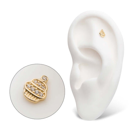 Invictus 14Kt Yellow Gold Threadless with CZ Cupcake Top