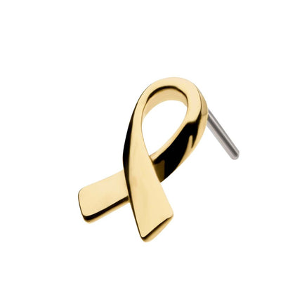 Invictus 14kt Yellow Gold Threadless with Awareness Ribbon Symbol Top