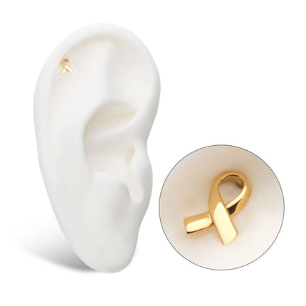 Invictus 14kt Yellow Gold Threadless with Awareness Ribbon Symbol Top