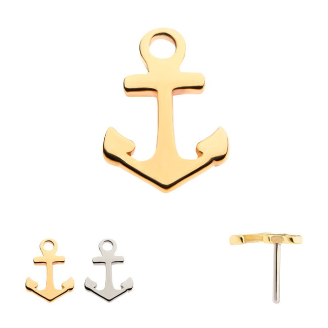 Invictus 14kt Gold Threadless with Anchor Top