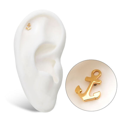 Invictus 14kt Gold Threadless with Anchor Top