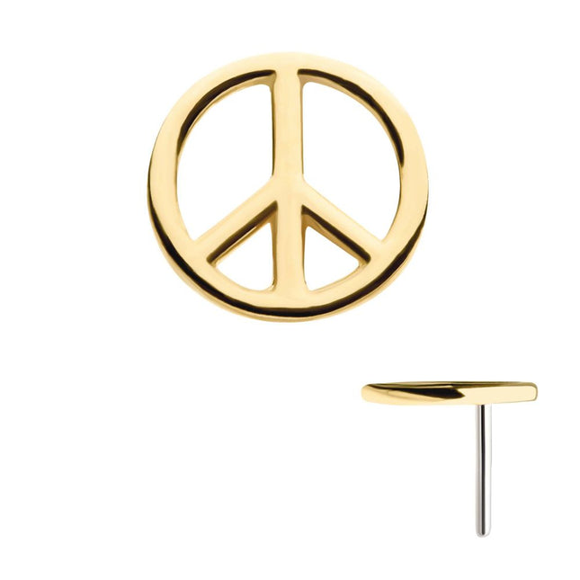 Invictus 14kt Yellow Gold Threadless with Cut Out Peace Sign Top