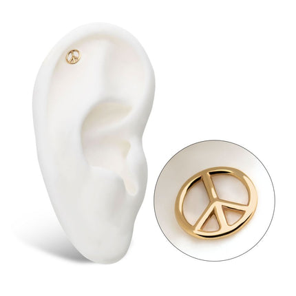 Invictus 14kt Yellow Gold Threadless with Cut Out Peace Sign Top