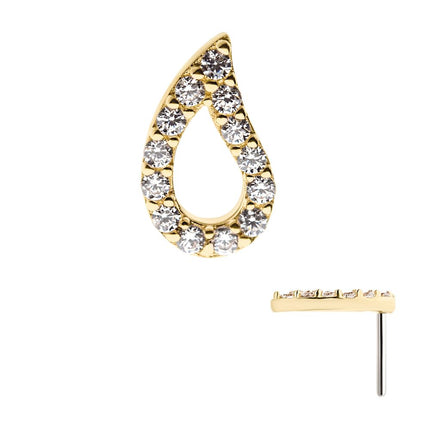 Invictus 14kt Yellow Gold Threadless with Prong Set CZ Cut Out Teardrop Top
