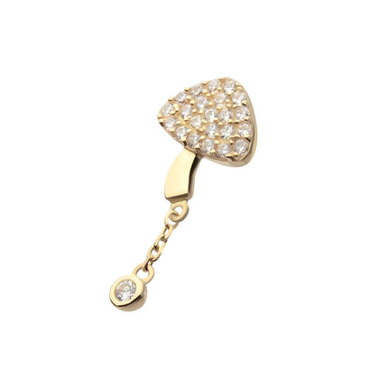 Invictus 14Kt Yellow Gold Threadless Pave Set Round Gem Mushroom Top with Dangle Gem