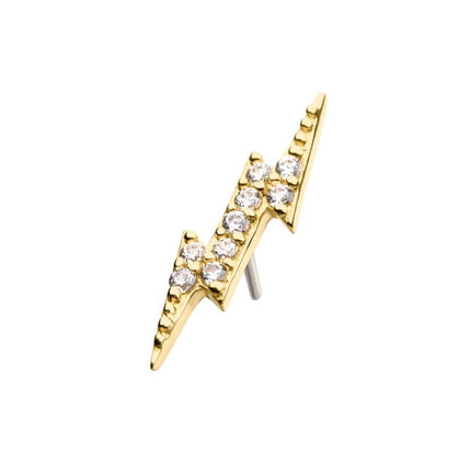 Invictus 14kt Yellow Gold Threadless with Prong Set CZ Lightning Bolt Top
