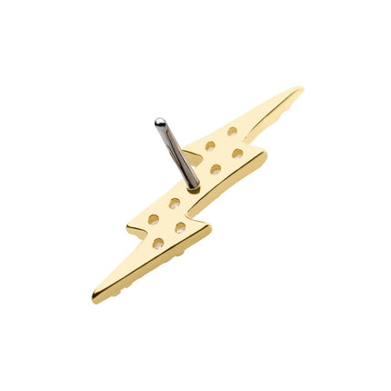 Invictus 14kt Yellow Gold Threadless with Prong Set CZ Lightning Bolt Top
