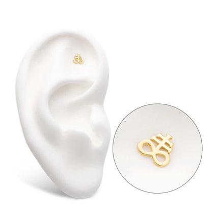 Invictus 14Kt Gold Threadless with Leviathan Cross Top