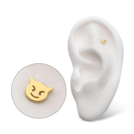 Invictus 14Kt Gold Threadless with Cut Out Devil Emoji Top