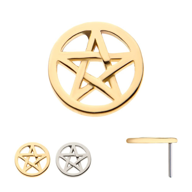 Invictus 14Kt Gold Threadless with Pentagram Top
